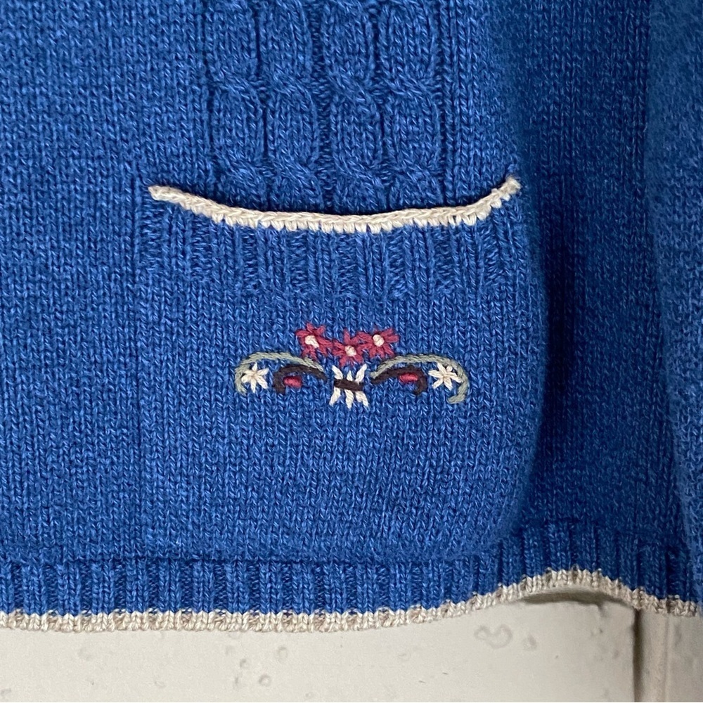 Liz Claiborne Lizwear vintage cable knit granny ore cardigan sweater floral M P - Picture 2 of 7